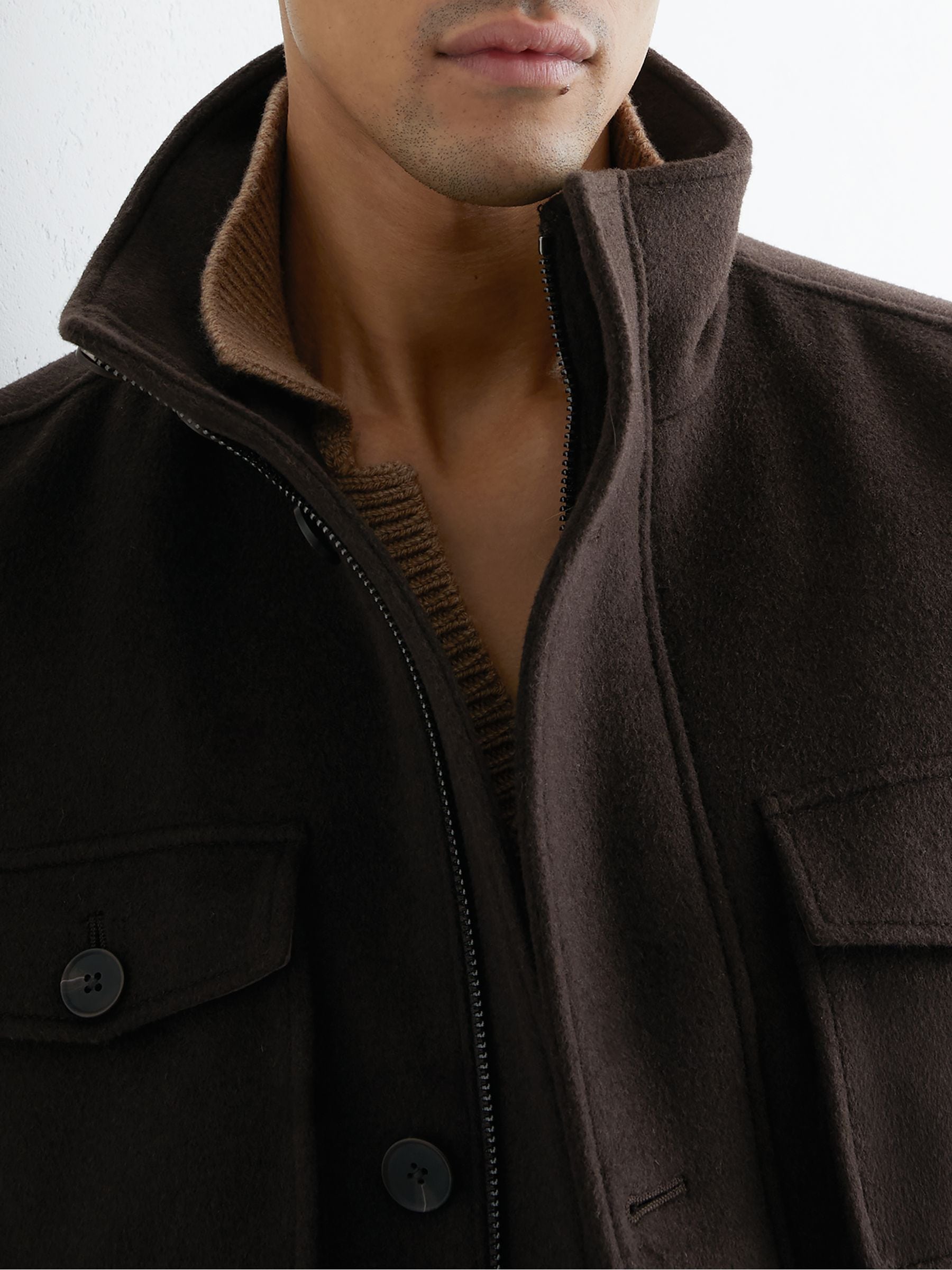 Buy Reiss Dark Brown Trident Wool-Blend Four-Pocket Jacket from