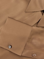Reiss Camel Ameira Silk-Satin Concealed-Placket Shirt - Image 6 of 6