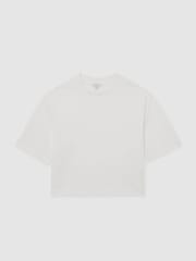 Reiss White Lara Cotton Ribbed-Neck Oversized T-Shirt - Image 2 of 7