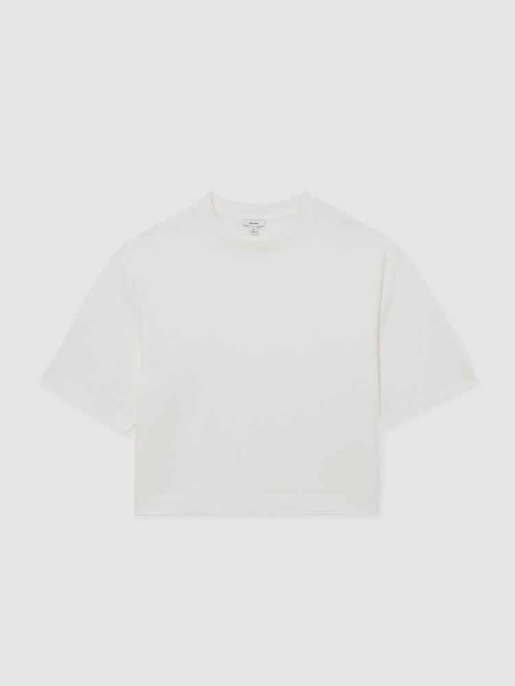 Reiss White Lara Cotton Ribbed-Neck Oversized T-Shirt - Image 2 of 7 Reiss White Lara Cotton Ribbed-Neck Oversized T-Shirt - Image 2 of 7