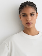 Reiss White Lara Cotton Ribbed-Neck Oversized T-Shirt - Image 5 of 7