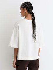 Reiss White Lara Cotton Ribbed-Neck Oversized T-Shirt - Image 6 of 7