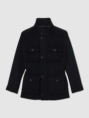 Reiss Navy Trident Wool-Blend Four-Pocket Jacket - Image 2 of 9