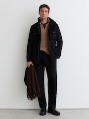 Reiss Navy Trident Wool-Blend Four-Pocket Jacket - Image 3 of 9