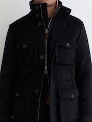 Reiss Navy Trident Wool-Blend Four-Pocket Jacket - Image 8 of 9