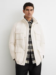 Reiss Stone Oswald Cotton-Blend Padded Four-Pocket Jacket - Image 1 of 6