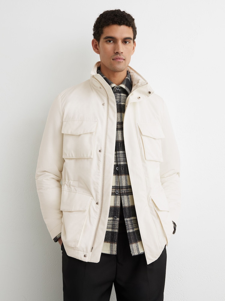 Reiss Stone Oswald Cotton-Blend Padded Four-Pocket Jacket - Image 1 of 6