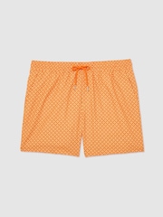 Reiss Tangerine Orange Orient Geometric-Print Swim Shorts - Image 2 of 6