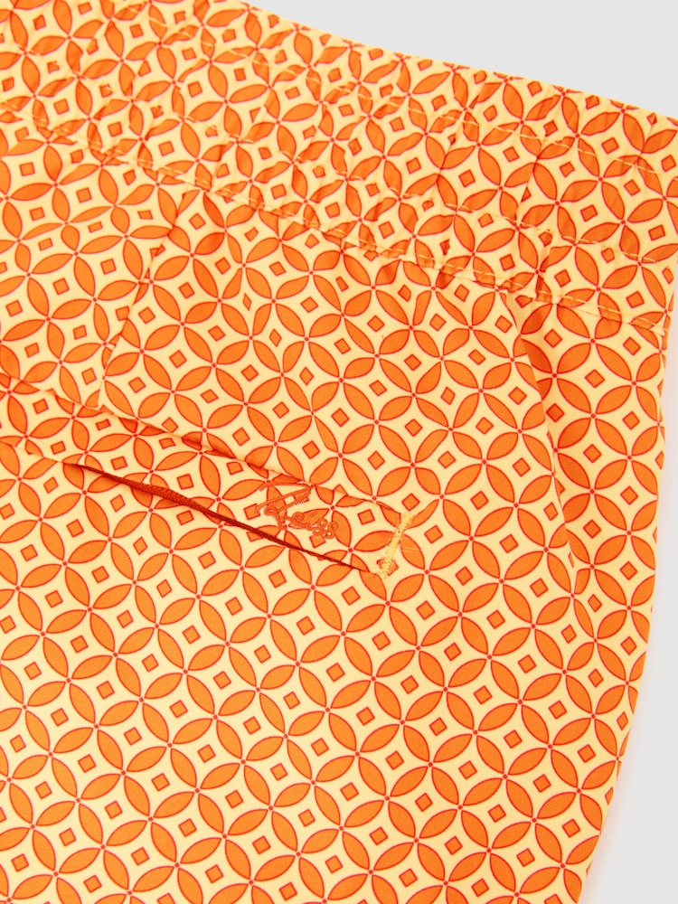 Reiss Tangerine Orange Orient Geometric-Print Swim Shorts - Image 6 of 6 Reiss Tangerine Orange Orient Geometric-Print Swim Shorts - Image 6 of 6