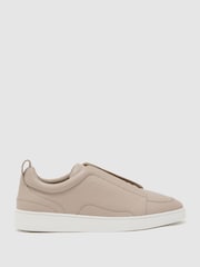Reiss Henry Bonded-Leather Elasticated Trainers - תמונה 1 מתוך 5