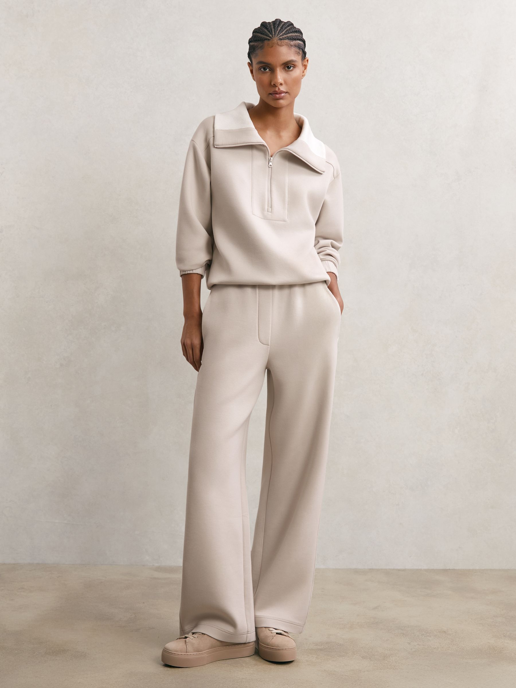 Buy Reiss Stone Neutral Laney Premium Interlock Half-Zip