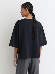 Reiss Navy Lara Cotton Ribbed-Neck Oversized T-Shirt - Image 5 of 6
