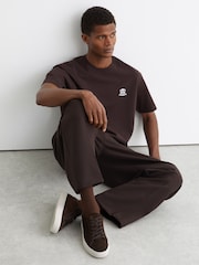 Reiss Chocolate Brown Finley Nubuck Nubuck Leather Low-Top Trainers - Image 2 of 5