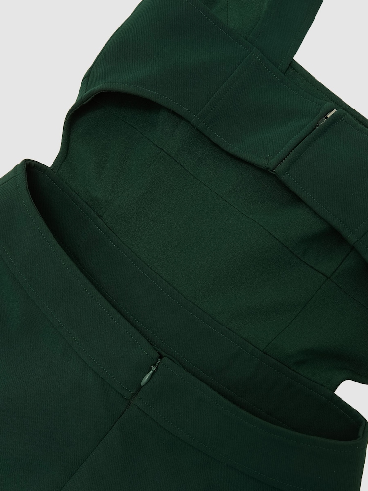 Reiss Green Dina Waisted Cut-Out Twill Midi Dress - Image 7 of 7 Reiss Green Dina Waisted Cut-Out Twill Midi Dress - Image 7 of 7