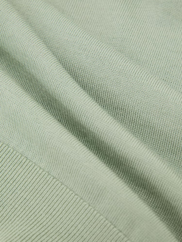 Reiss Light Sage Green Duchie Merino Wool Open-Collar Polo Shirt - Image 4 of 4 Reiss Light Sage Green Duchie Merino Wool Open-Collar Polo Shirt - Image 4 of 4