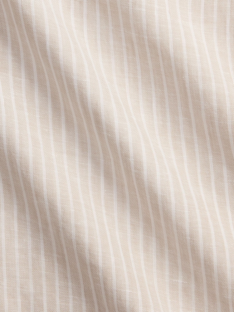 Polo Ralph Lauren Coastal Beige & White Custom Fit Linen Stripe Shirt - Image 10 of 10