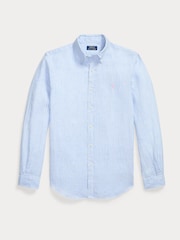 Polo Ralph Lauren Blue & White Custom Fit Linen Stripe Shirt - Image 1 of 2