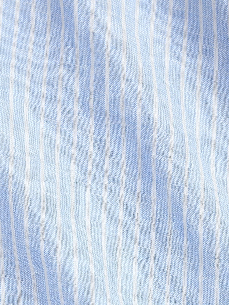 Polo Ralph Lauren Blue & White Custom Fit Linen Stripe Shirt - Image 2 of 2