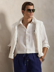 Polo Ralph Lauren White Custom Fit Linen Shirt - Image 1 of 6