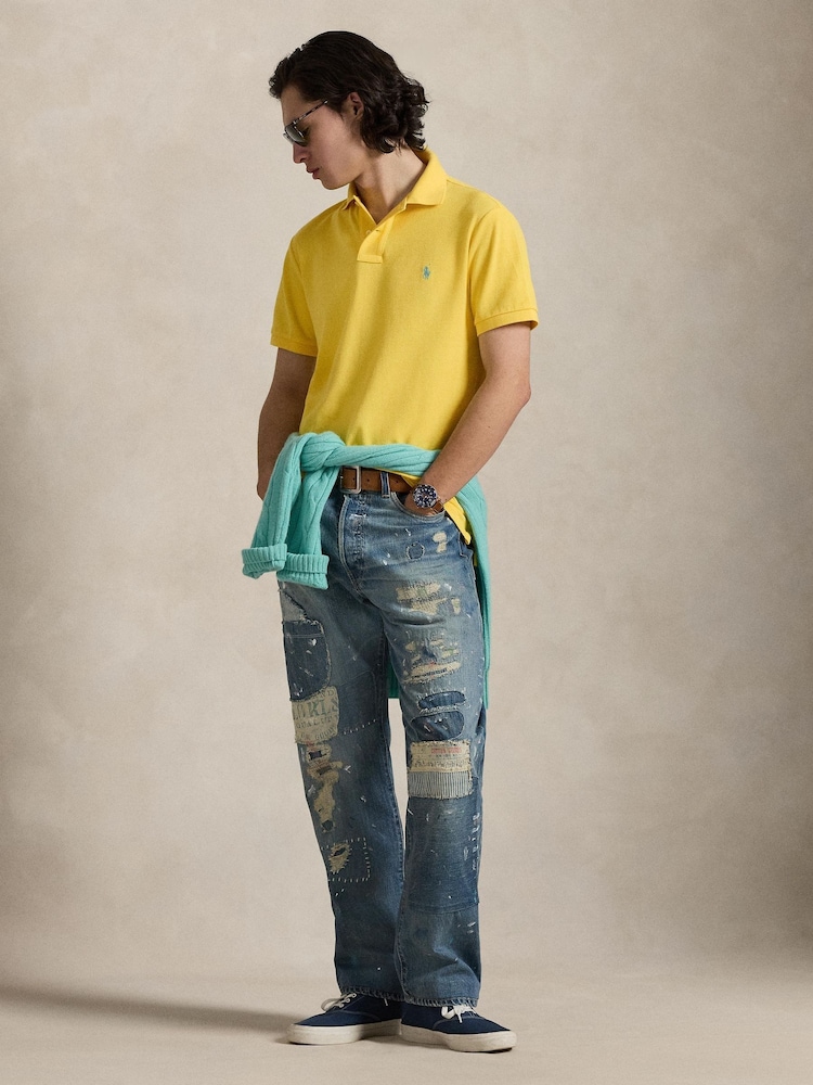 Polo Ralph Lauren Sunfish Yellow Custom Fit Pique Polo Shirt - Image 2 of 8