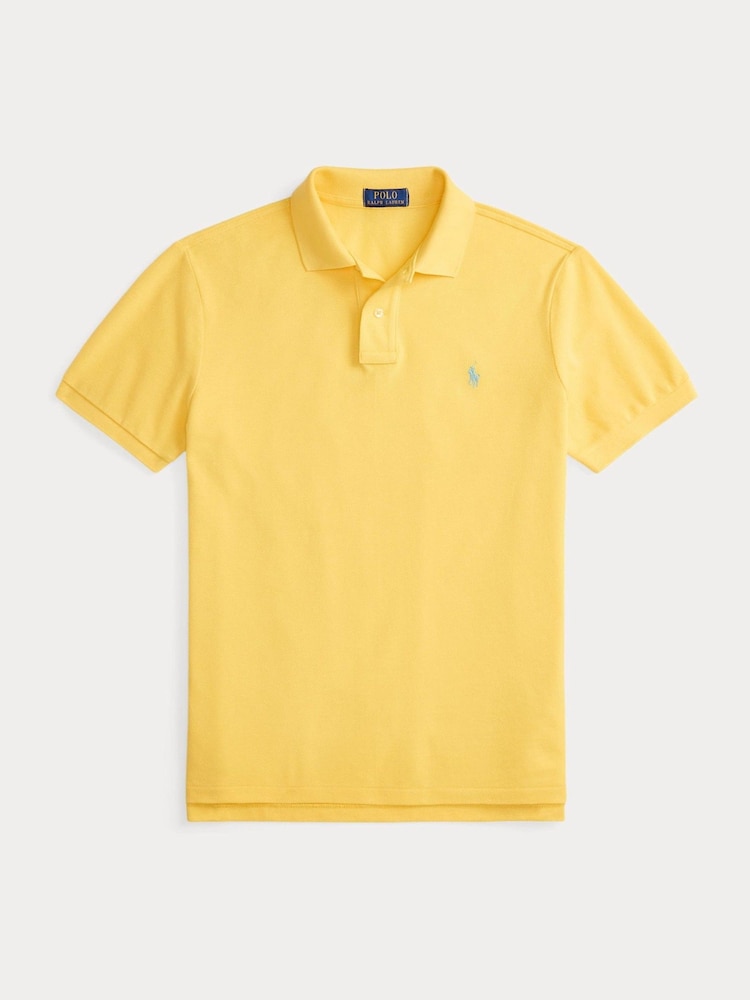 Polo Ralph Lauren Sunfish Yellow Custom Fit Pique Polo Shirt - Image 8 of 8