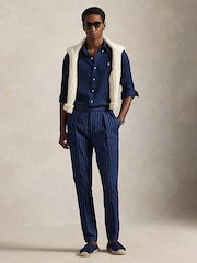Polo Ralph Lauren Newport Navy Custom Fit Linen Shirt - Image 3 of 7