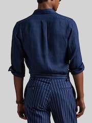 Polo Ralph Lauren Newport Navy Custom Fit Linen Shirt - Image 5 of 7