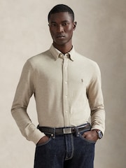 Polo Ralph Lauren Tuscan Beige Heather Custom Fit Featherweight Mesh Shirt - Image 1 of 9