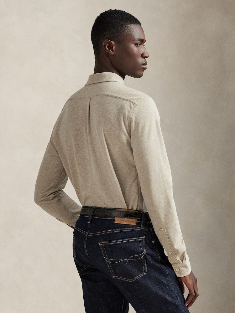 Polo Ralph Lauren Tuscan Beige Heather Custom Fit Featherweight Mesh Shirt - Image 2 of 9