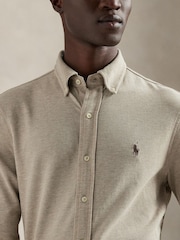 Polo Ralph Lauren Tuscan Beige Heather Custom Fit Featherweight Mesh Shirt - Image 4 of 9