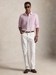 Polo Ralph Lauren Pink & White Custom Fit Linen Stripe Shirt - Image 3 of 8