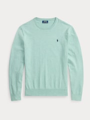 Polo Ralph Lauren Green Swallow Heather Fine Cotton Crewneck Jumper - Image 8 of 8