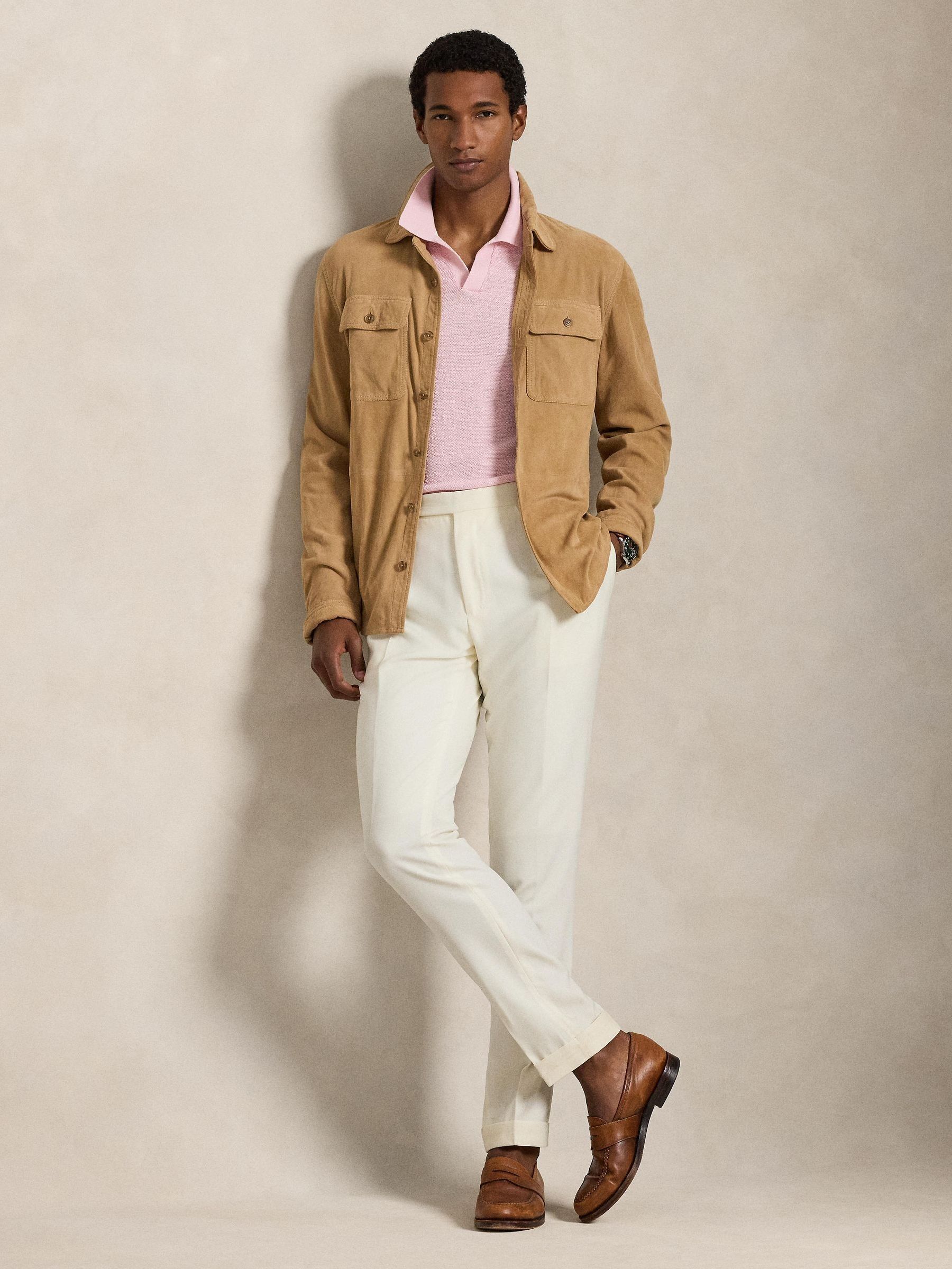 Comprar Rosa Caramelo - Camisa polo de malha de algodão e linho