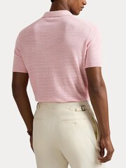 Polo Ralph Lauren Carmel Pink Cotton Linen Knit Polo Shirt - Image 5 of 8