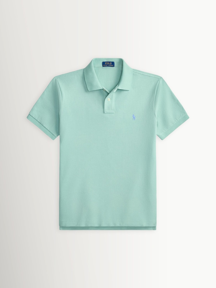 Polo Ralph Lauren Celadon Custom Fit Pique Polo Shirt - Image 6 of 6