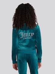 Juicy Couture Green Diamante Zip Through Hoodie - Image 3 of 8
