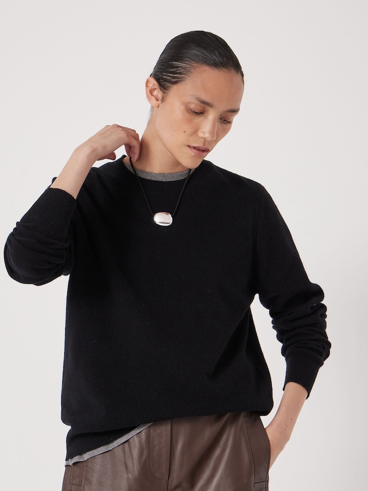 Hush Black Ivy Fine Merino Crew Jumper - Image 1 of 5 Hush Black Ivy Fine Merino Crew Jumper - Image 1 of 5