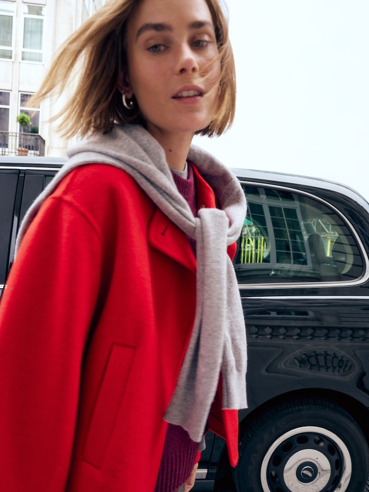 Hush Red Pure Wool Double Faced Collarless Jacket - Image 7 of 7 Hush Red Pure Wool Double Faced Collarless Jacket - Image 7 of 7