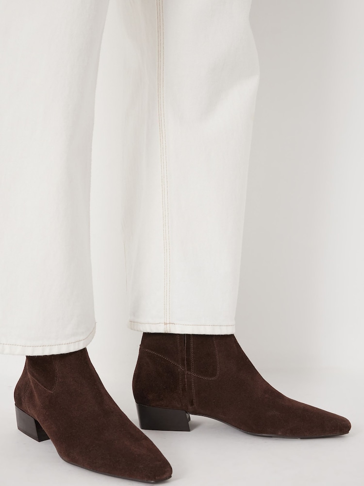 Hush Brown Suede Square-Toe Boots - Image 1 of 5