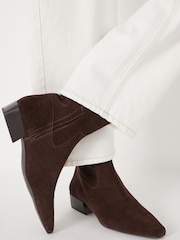 Hush Brown Suede Square-Toe Boots - Image 2 of 5