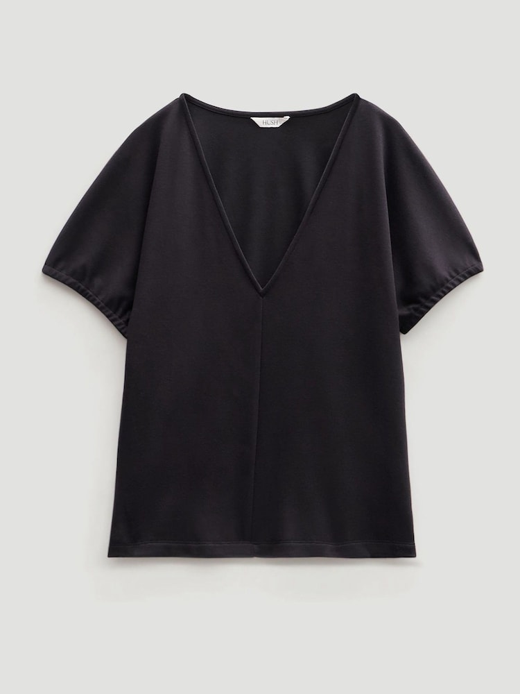 Hush Black V-Neck Seam Detail Top - Image 1 of 1 Hush Black V-Neck Seam Detail Top - Image 1 of 1