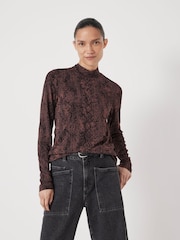 Hush Brown Printed Long Sleeve Top - Image 1 of 5