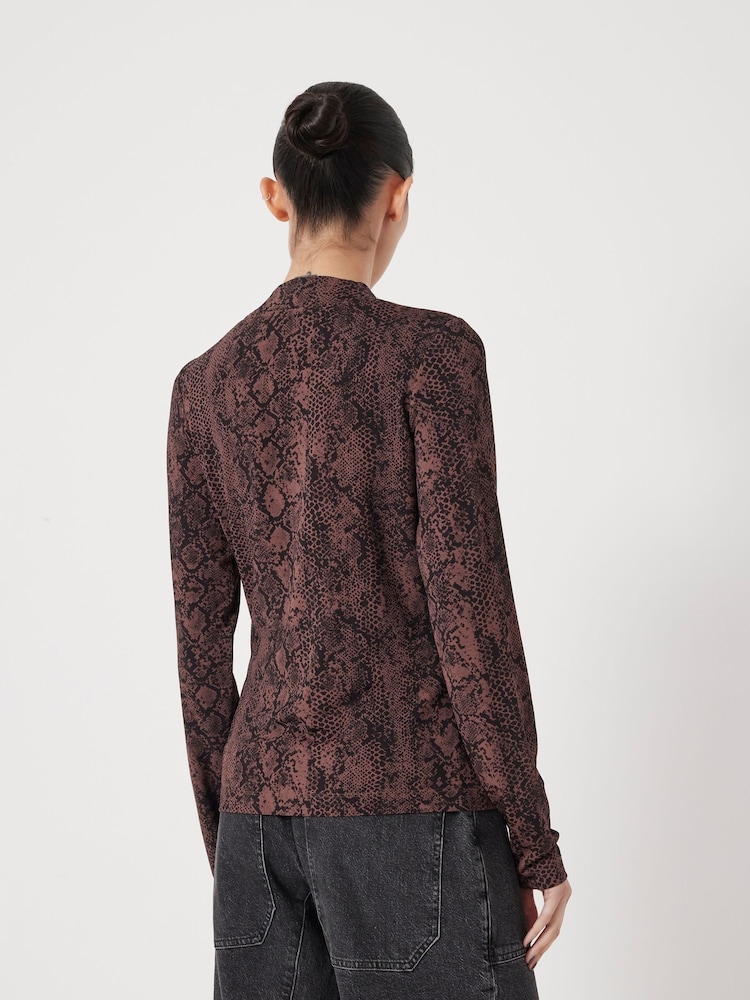Hush Brown Printed Long Sleeve Top - Image 2 of 5