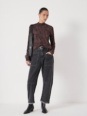 Hush Brown Printed Long Sleeve Top - Image 3 of 5