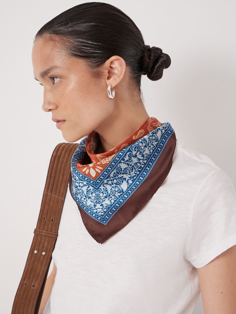 Hush Brown Lightweight Printed Triangle Scarf - Image 1 of 6