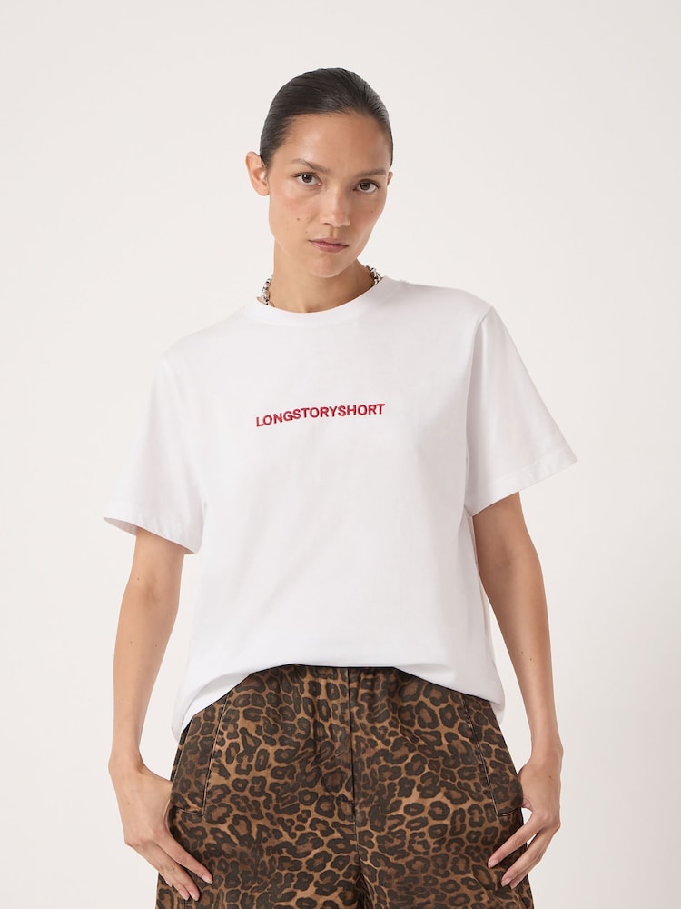 Hush White Long Story Short Slogan T-Shirt - Image 1 of 5
