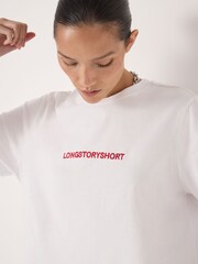 Hush White Long Story Short Slogan T-Shirt - Image 3 of 5