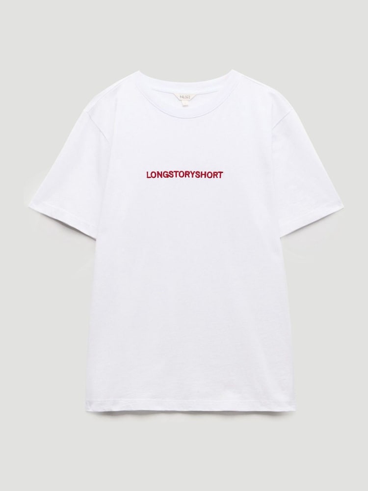 Hush White Long Story Short Slogan T-Shirt - Image 5 of 5