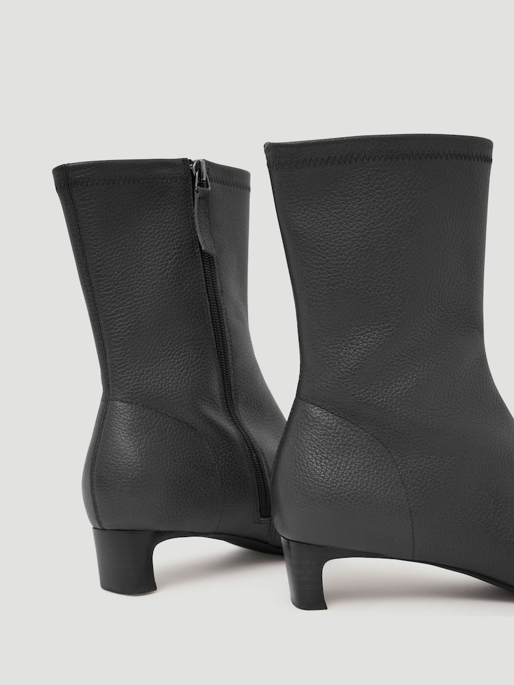 Hush Black Leather Sock Fit Boots - Image 5 of 5