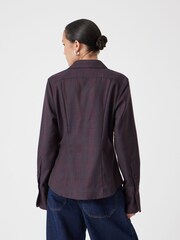 Hush Blue Waisted Checked Wool Shirt - Image 3 of 5